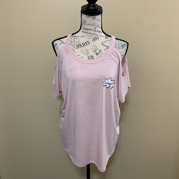 Material Girl Active Pink Cold Shoulder Short Sleeve Shirt Size XL - Picture 4 of 11